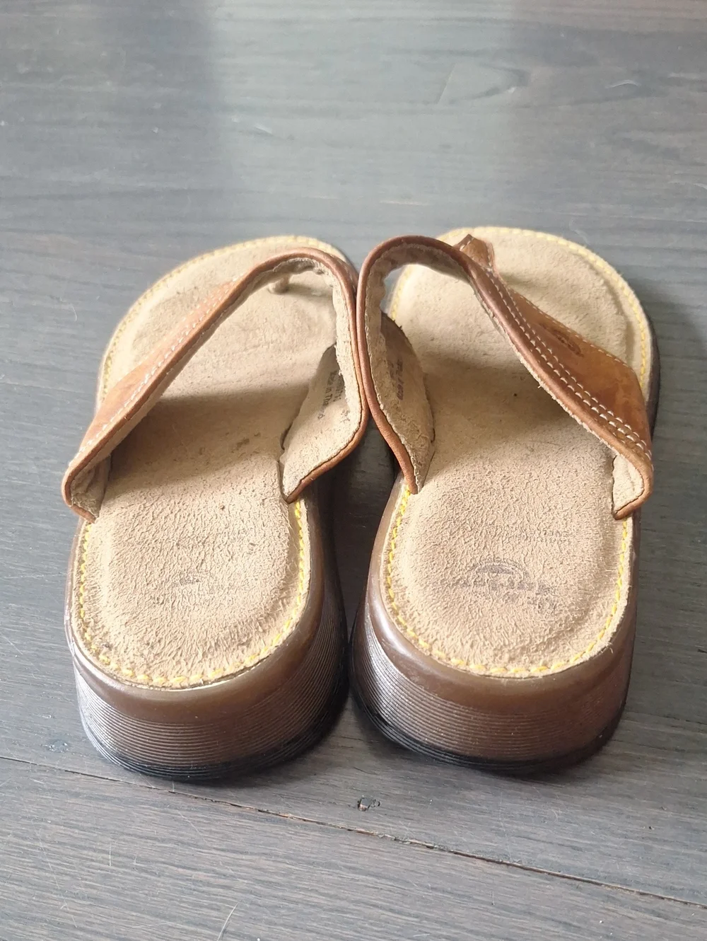 Dr. Martens Retro Chunky Brown Leather Flip Flop Thong Sandals Slides Men Size 6